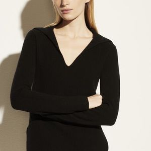 Vince black Wool Cashmere Fitted Polo sweater